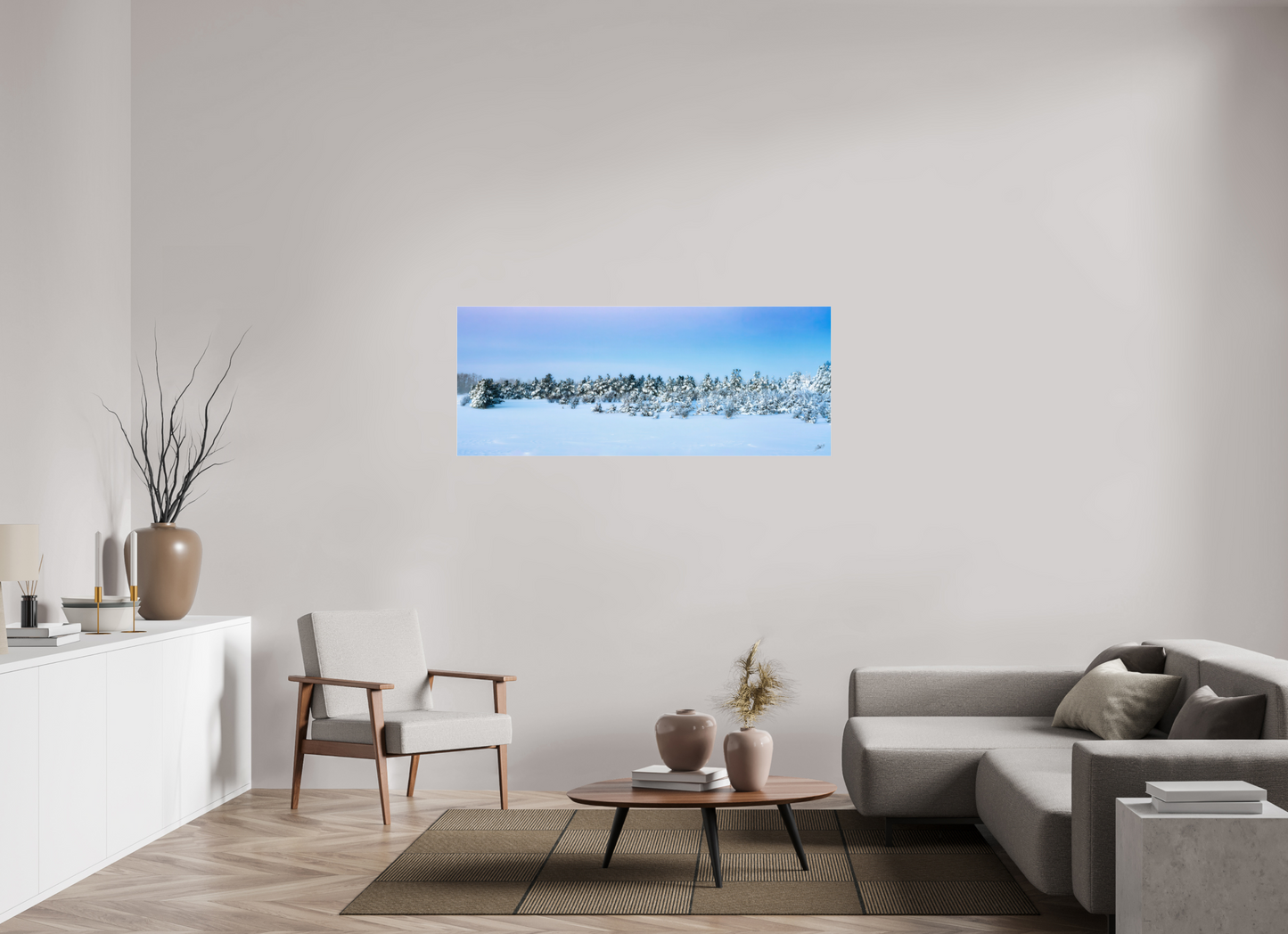 60 x 24″, Acrylic Glass. .16 thick winters wonderland pastel