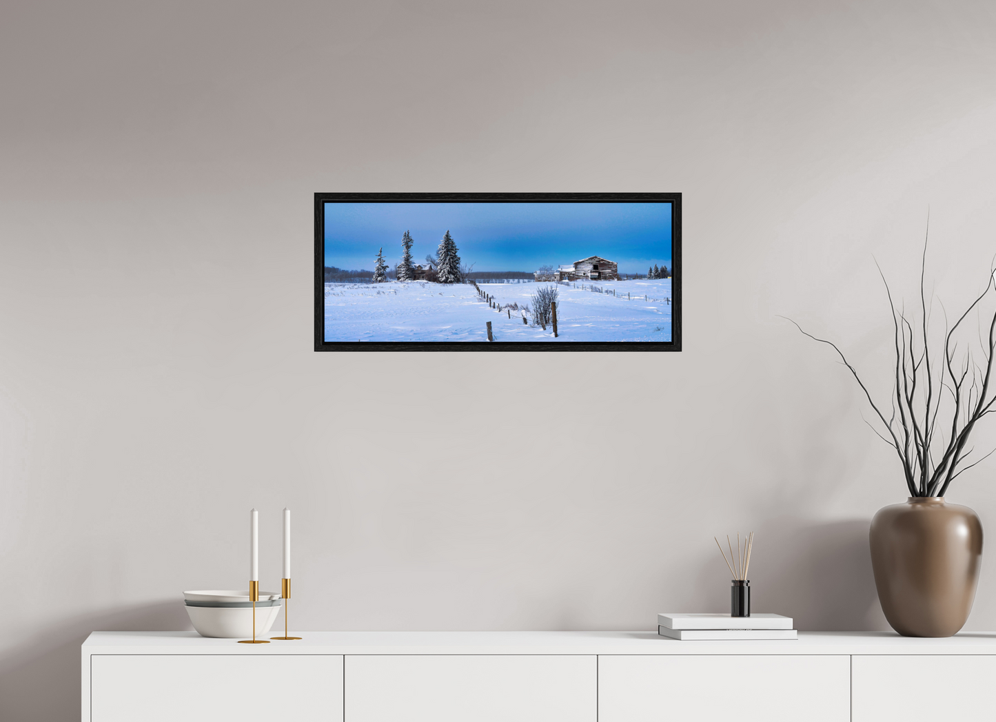 30 x 12″, Floater Frame Forgotten Farmstead