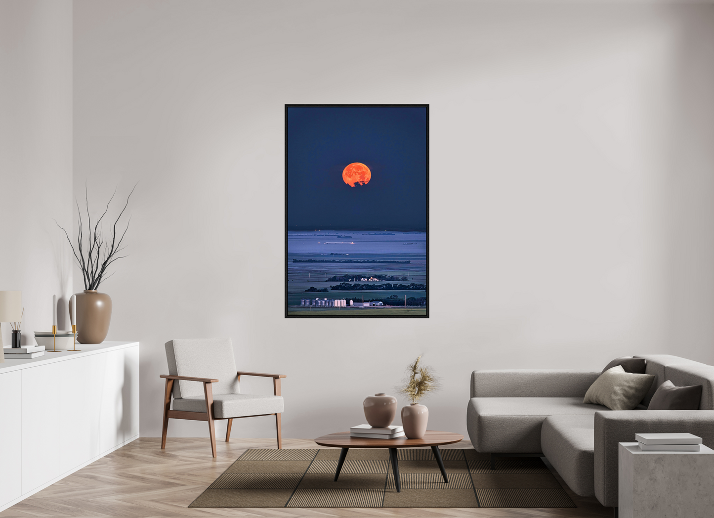 40 x 60″, Floater Frame Blood Moon over Prairie