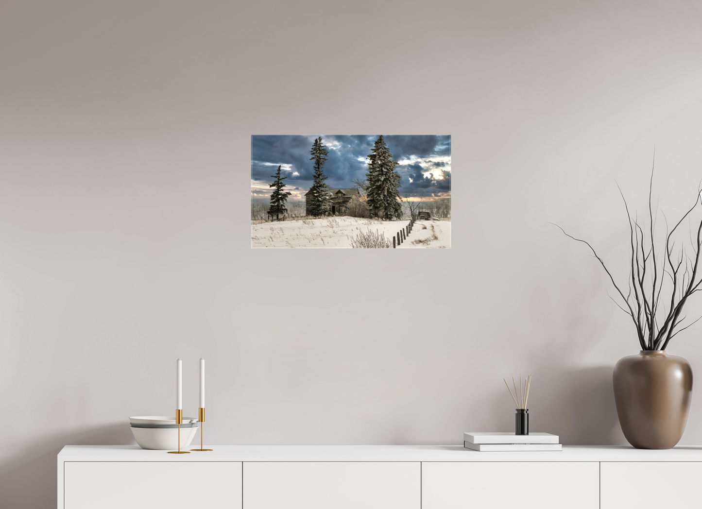 24 x 13.5″, Stretched Canvas Storm Clouds of Winter