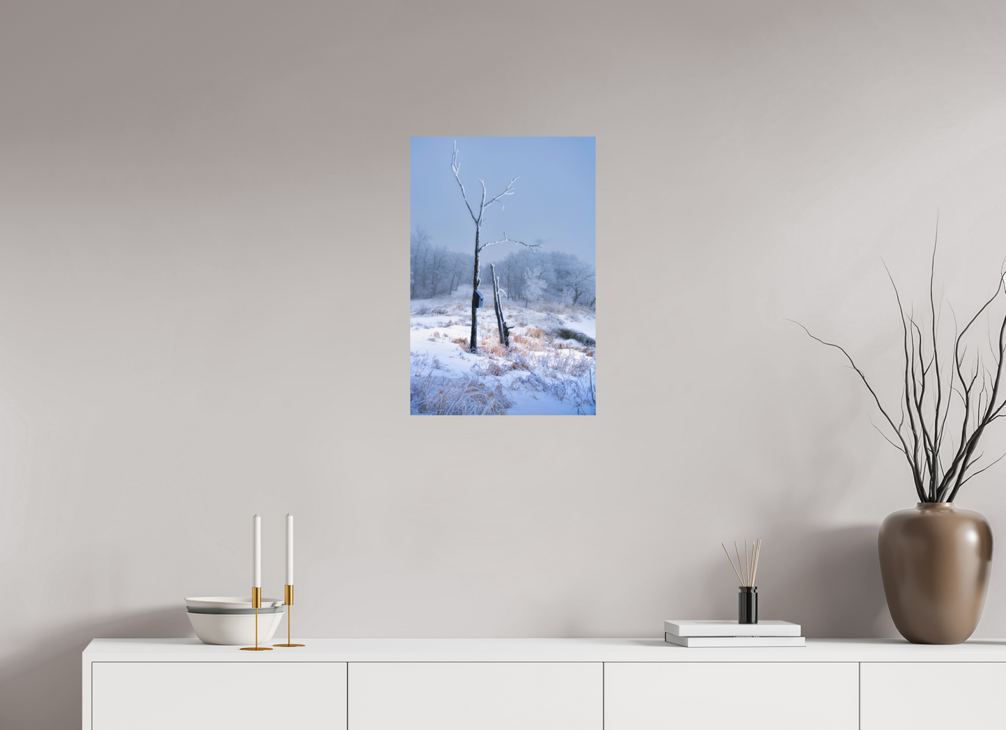 16 x 24″, Metal Prints Birds Nest in Winter 2