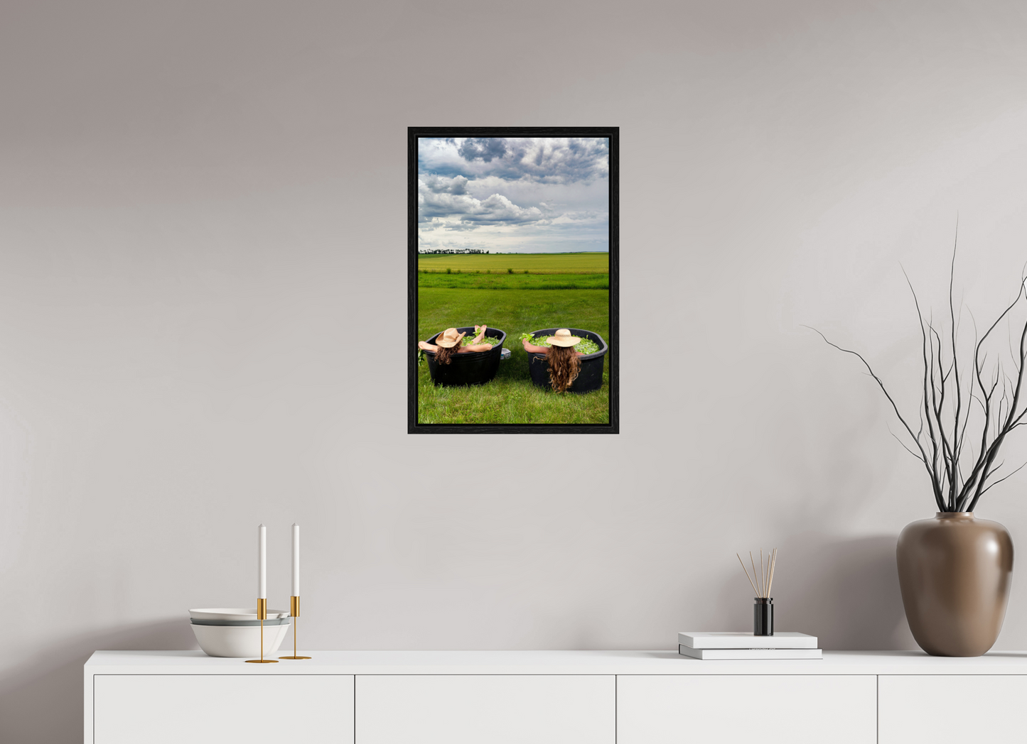 16 x 24″, Floater Frame Basil Bath