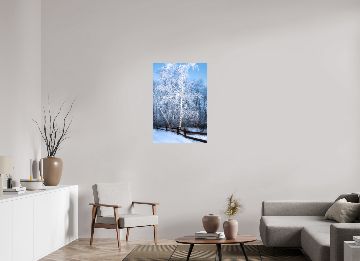 24 x 36″, Stretched Canvas Paper Birch in White