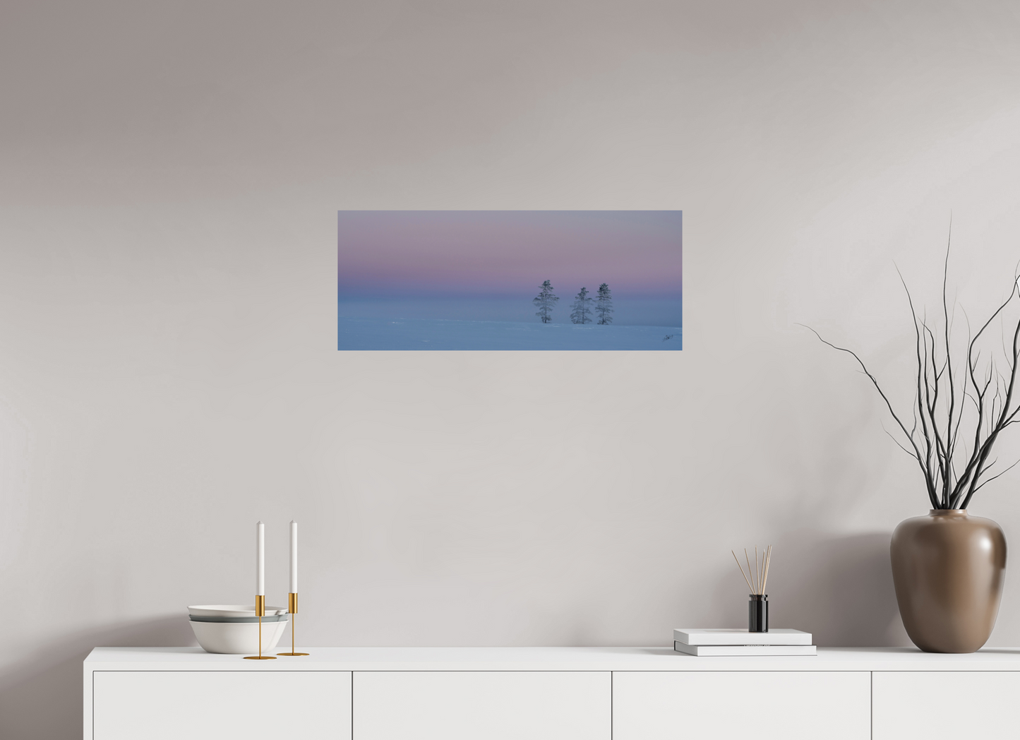 29.5 x 12″, Photo Print On Fuji Crystal DP II Three Pines of Winter