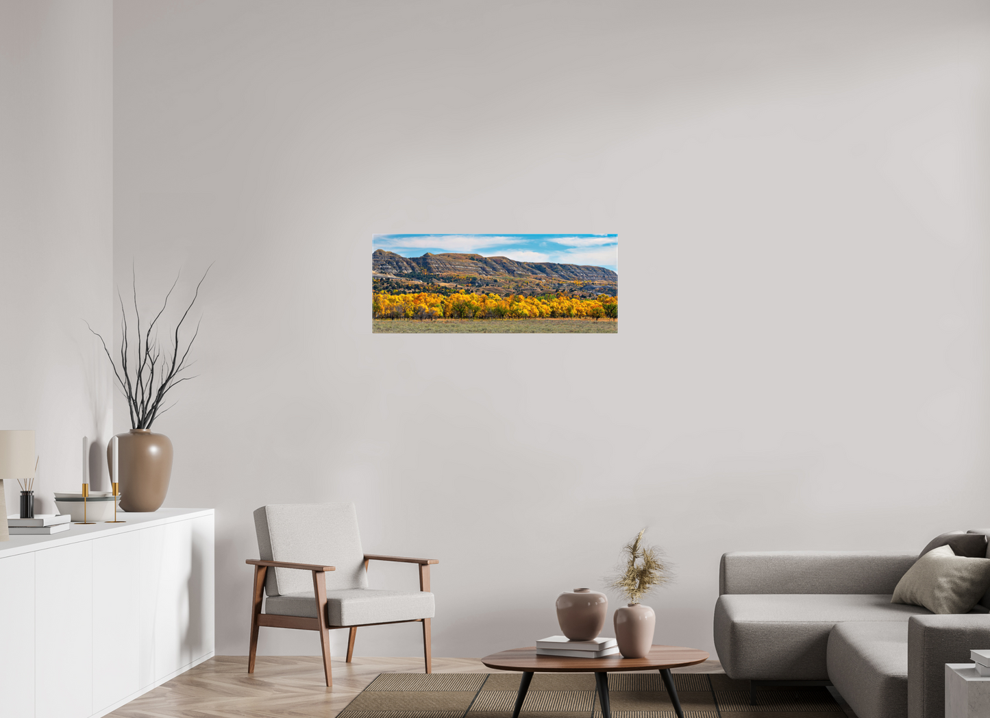 40 x 16″, Stretched Canvas Badlands in Fall