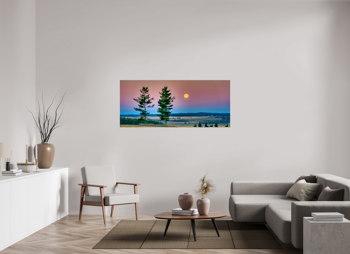 65.4 x 28″, Photo Print On Fuji Crystal DP II Morning Prairie Moon