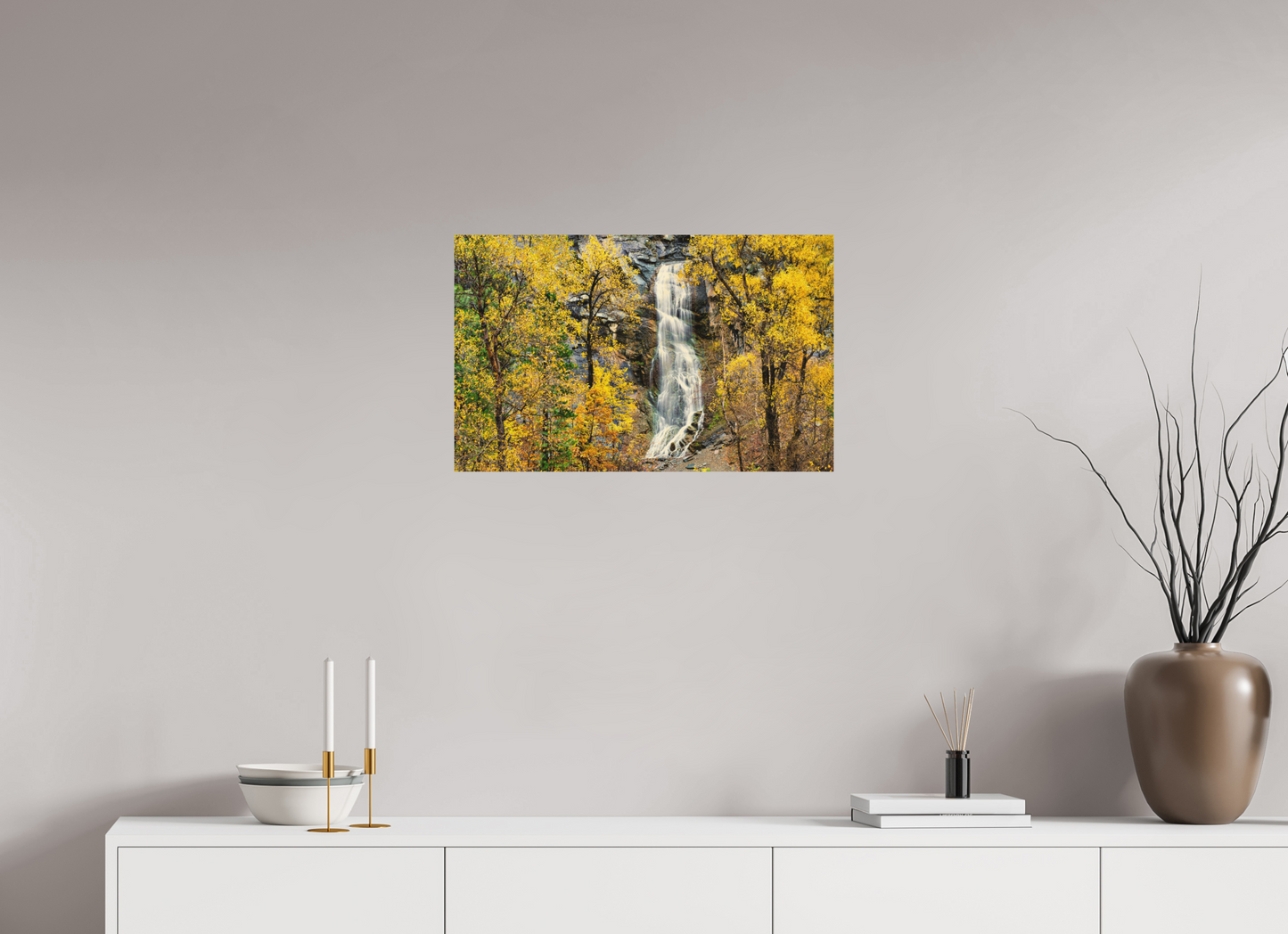 25.6 x 16″, Wood Print Bridal Veil Falls Wide Spearfish Canyon