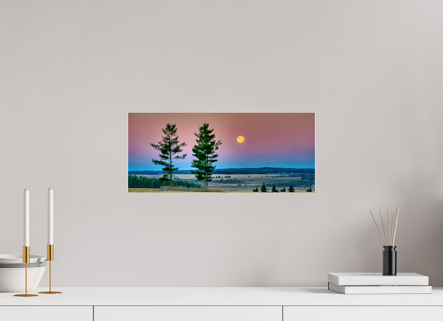 18.7 x 8″, Acrylic Glass. .16 thick Morning Prairie Moon