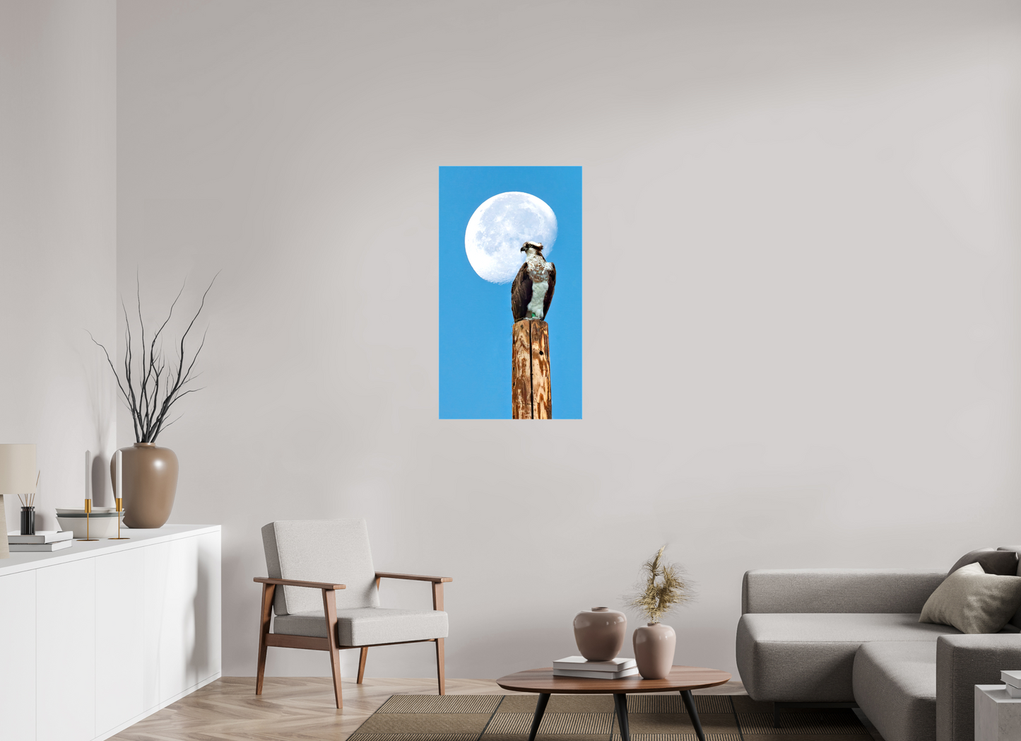 22.5 x 40″, Stretched Canvas Moon Osprey