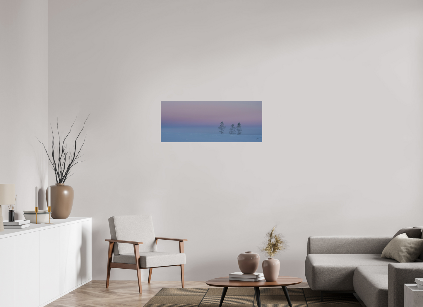 39.4 x 16″, Photo Print On Fuji Crystal DP II Three Pines of Winter
