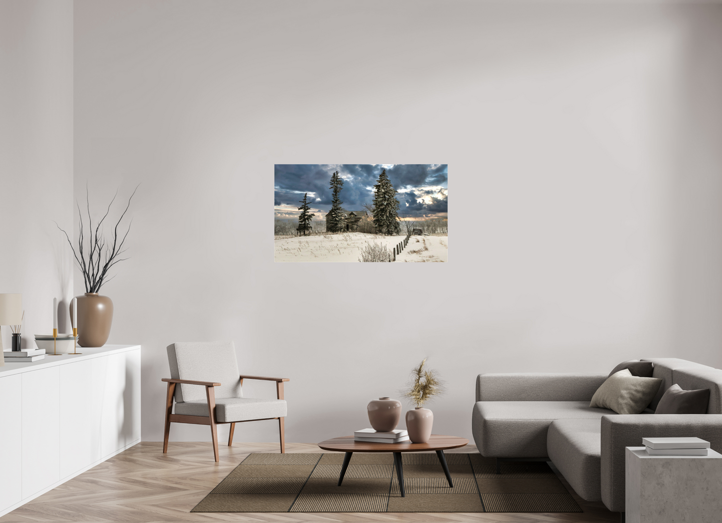 49 x 27.6″, Stretched Canvas Storm Clouds of Winter