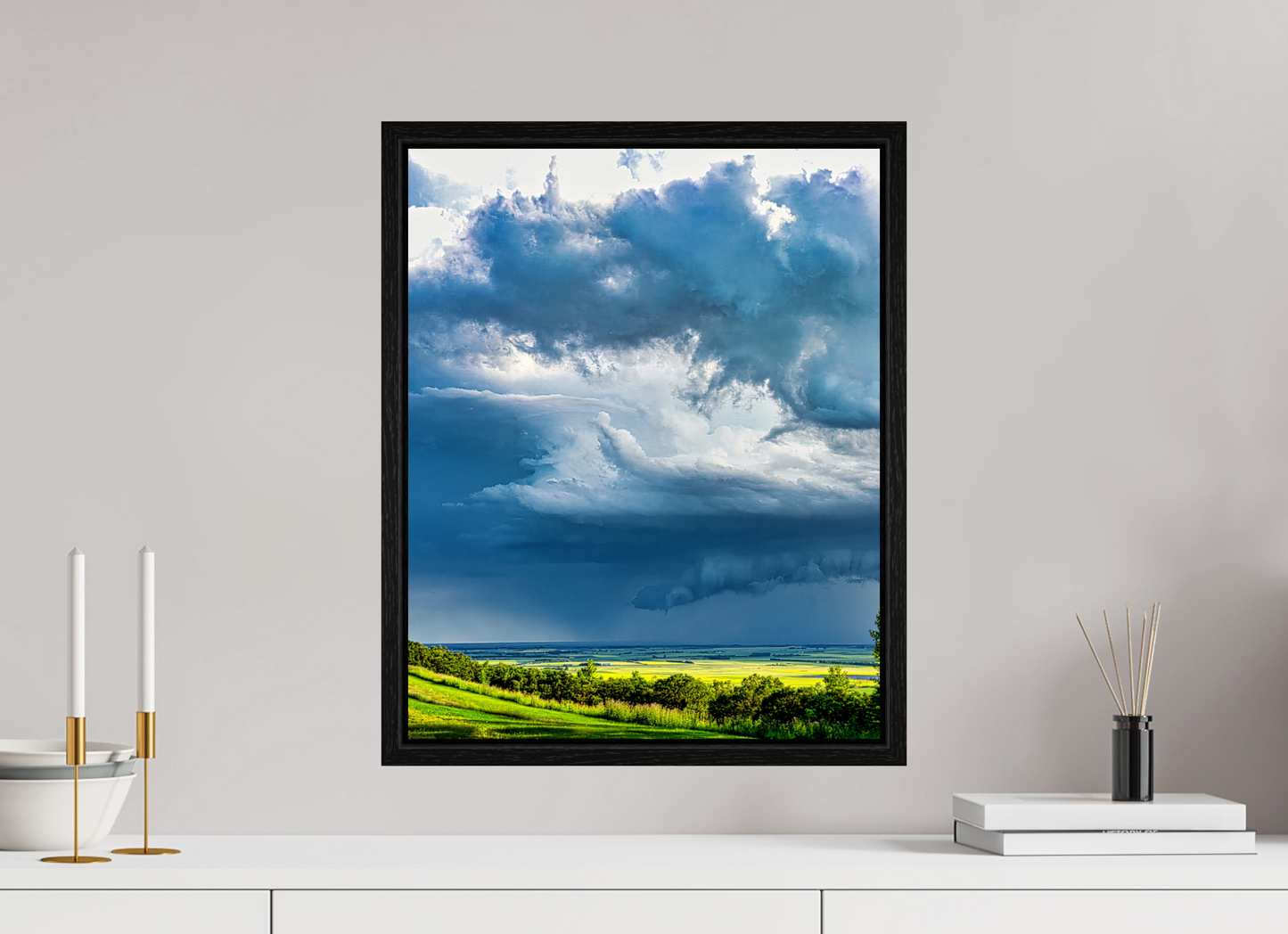 16 x 20″, Floater Frame Prairie Rains