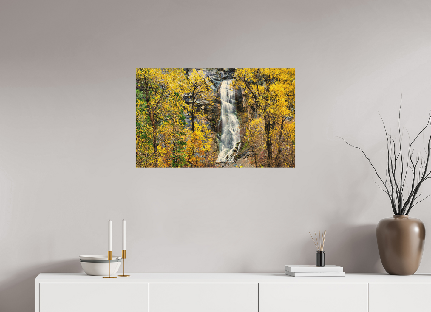 32 x 20″, Wood Print Bridal Veil Falls Wide Spearfish Canyon