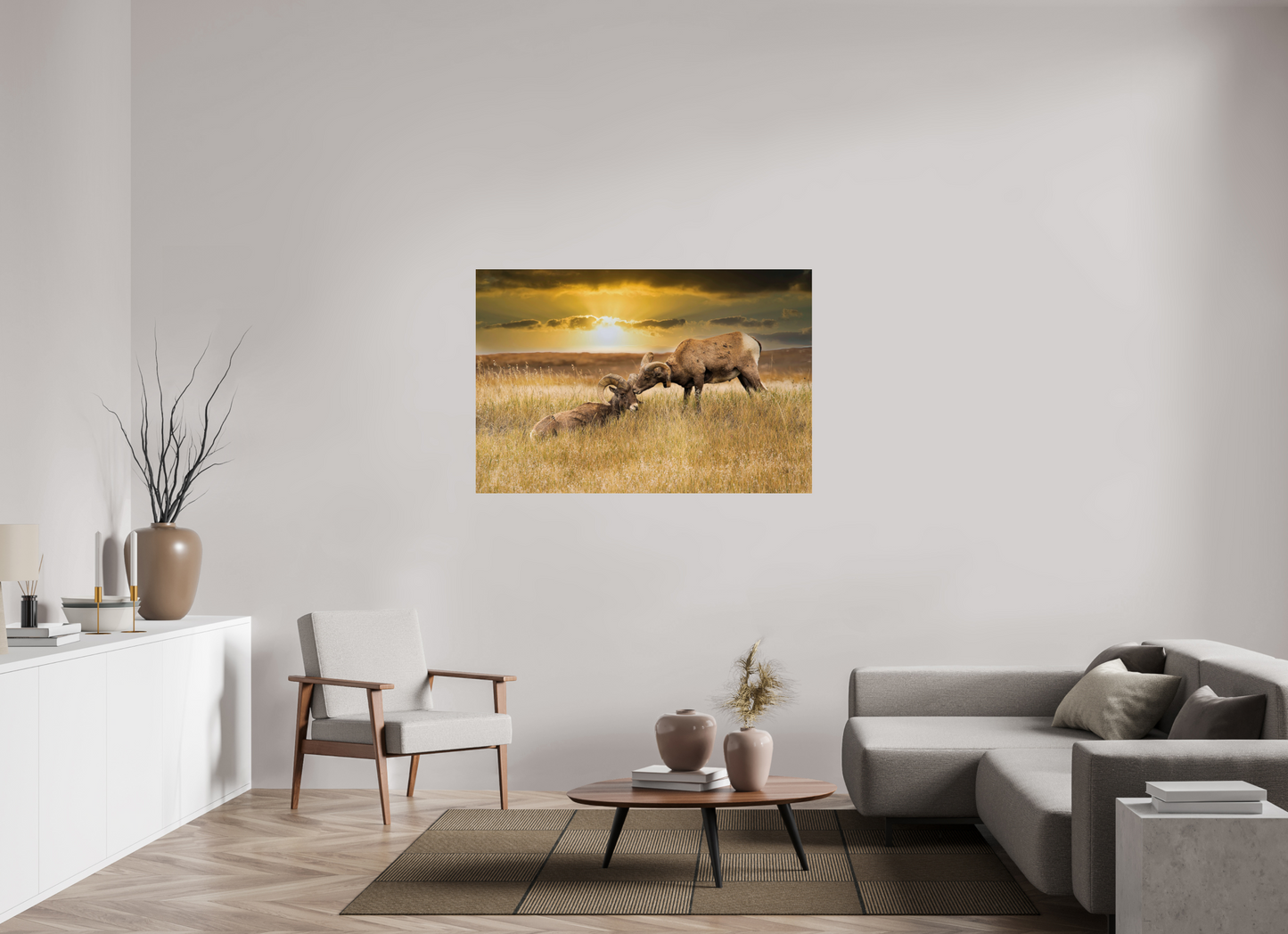 54 x 36″, Photo Print Under Acrylic Glass Badlands Sheep Kiss - Metal Acrylic Glass