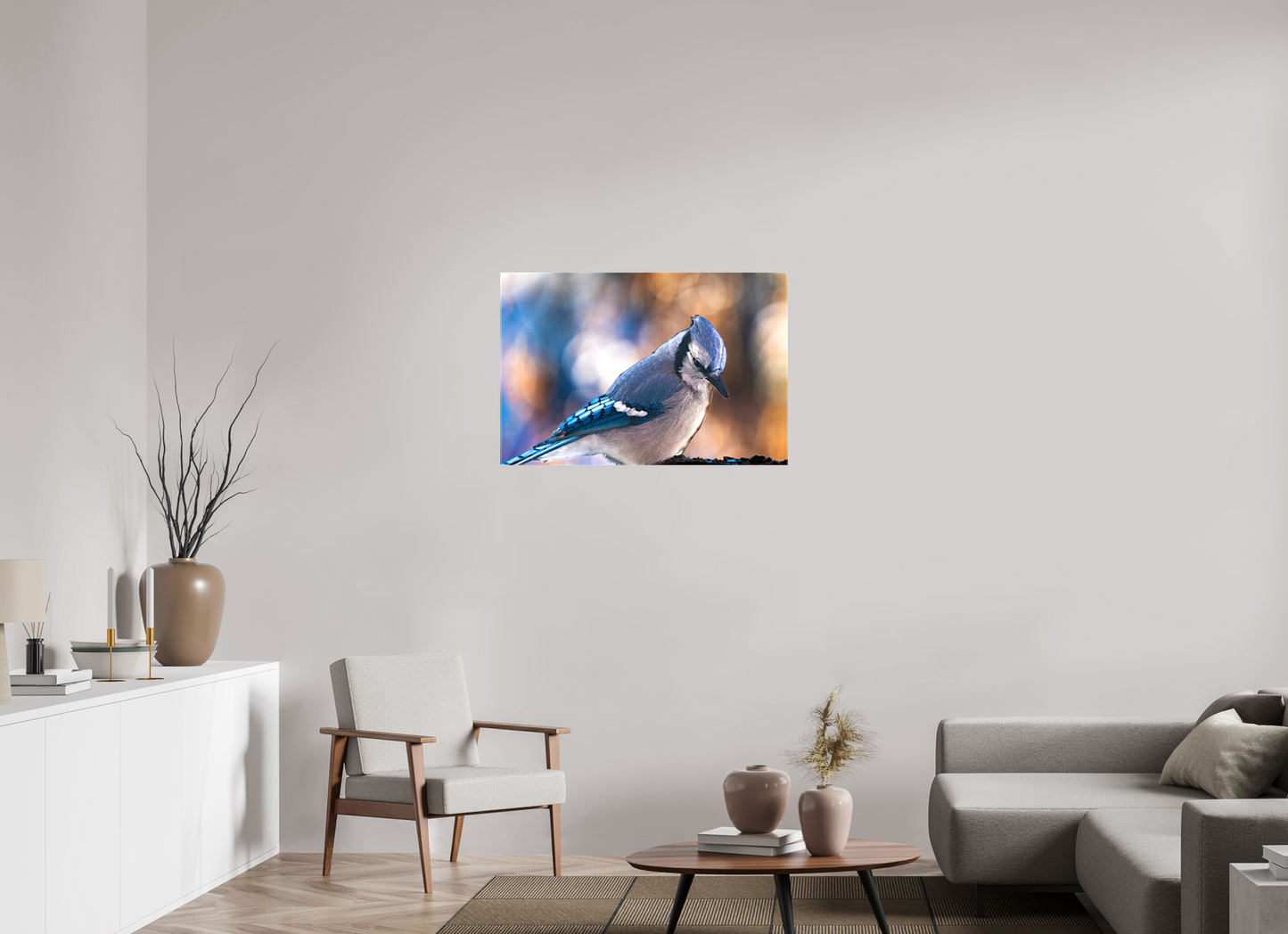 36 x 24″, Stretched Canvas Blue Jay