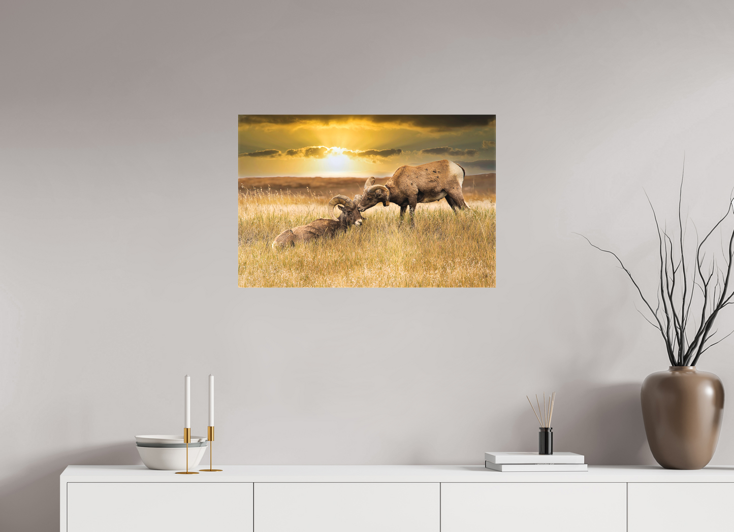 30 x 20″, Fine Textile Canvas Badlands Sheep Kiss