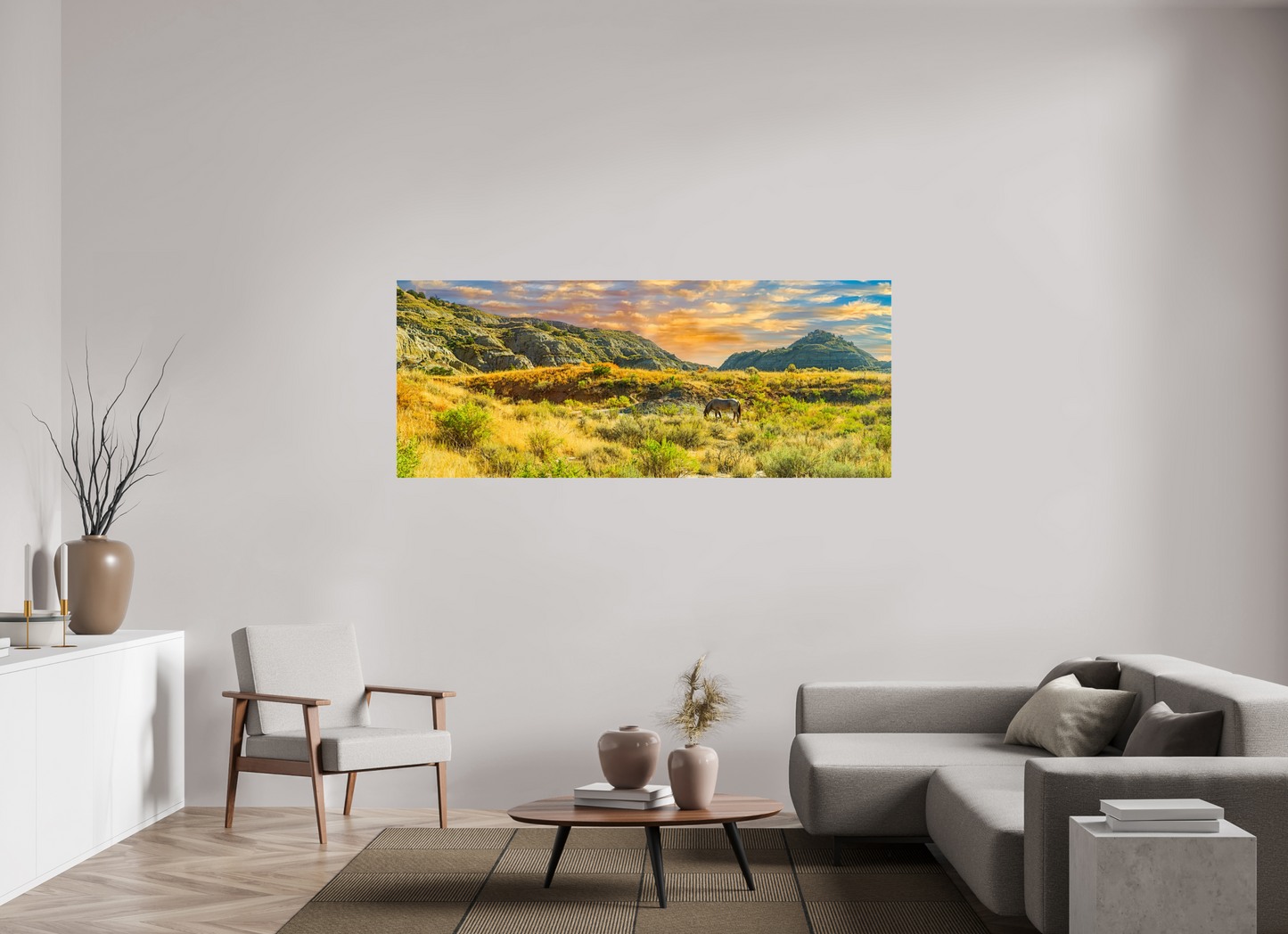 77.5 x 31″, Photo Print Under Acrylic Glass Badlands Horse On acrylic Glass