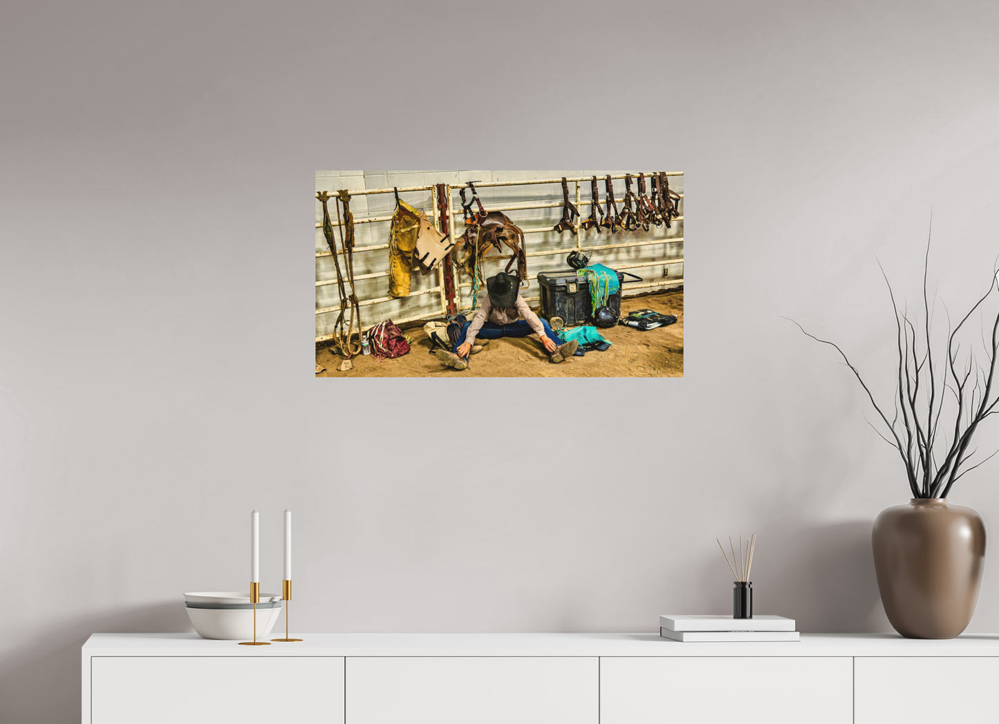 32 x 18″, Wood Print Bull Rider