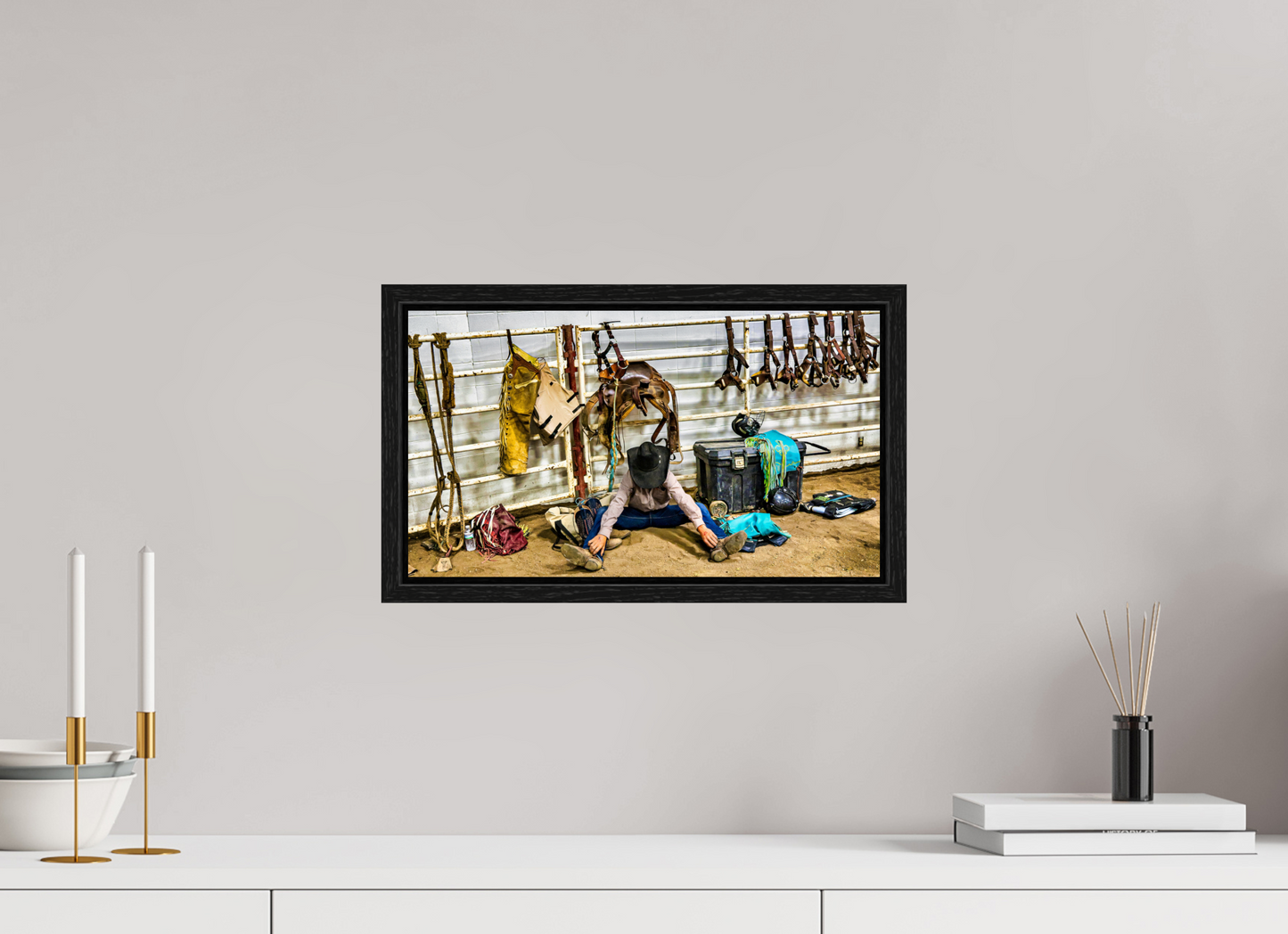 16 x 9″, Floater Frame Bull Rider