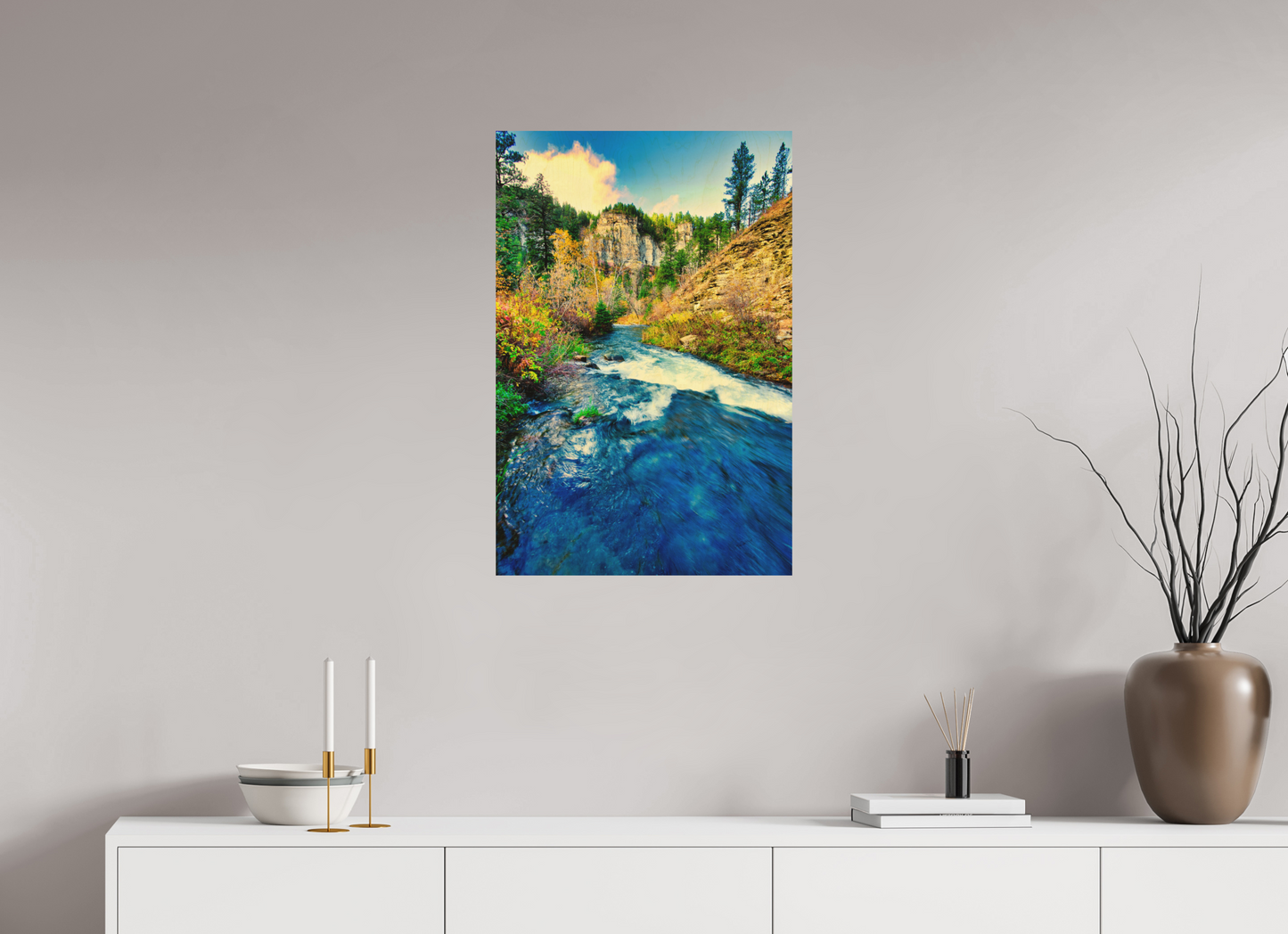 20 x 30″, Wood Print Spearfish Canyon Stream