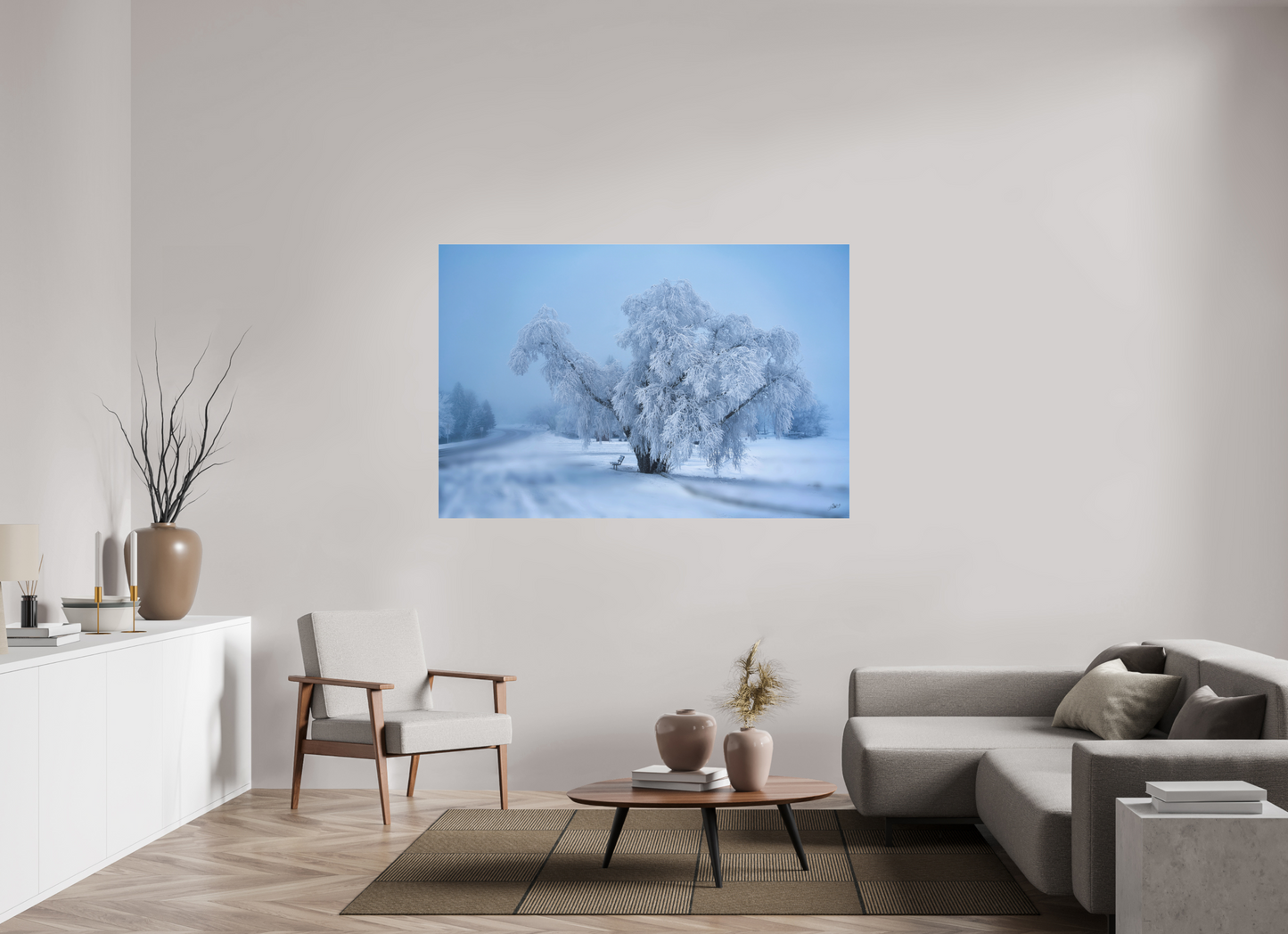 66 x 44″, Photo Print Under Acrylic Glass An Oak in Frost - Acrylic Glass