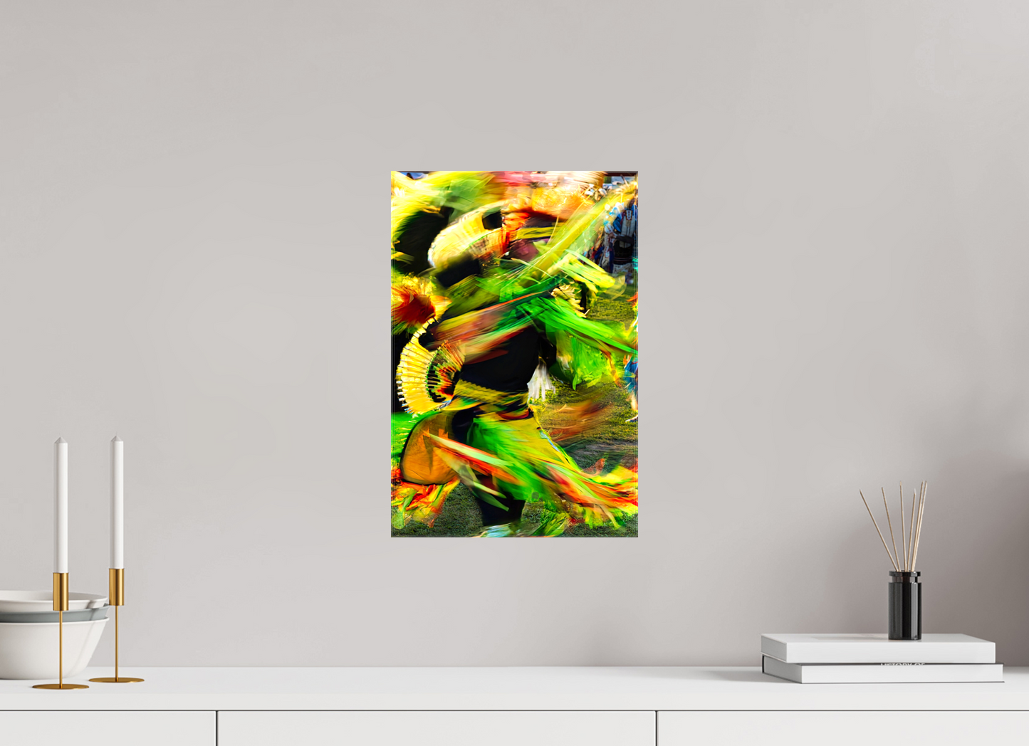 10 x 15″, Stretched Canvas Powwow dance in motion 1