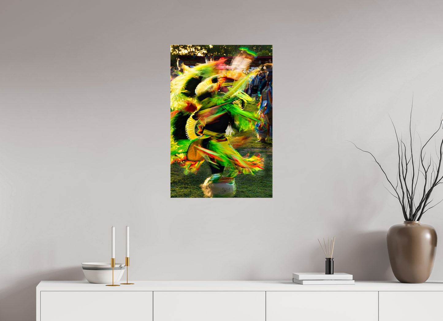 20 x 30″, Photo Print Under Acrylic Glass Powwow dance in motion 1 Metal Acrylic Glass
