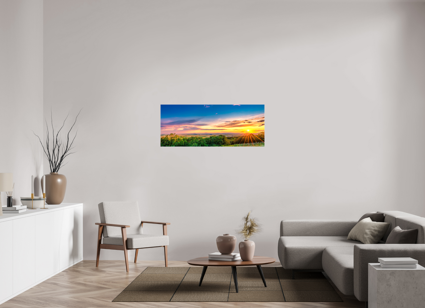 50 x 20″, Stretched Canvas Setting Prairie Sun