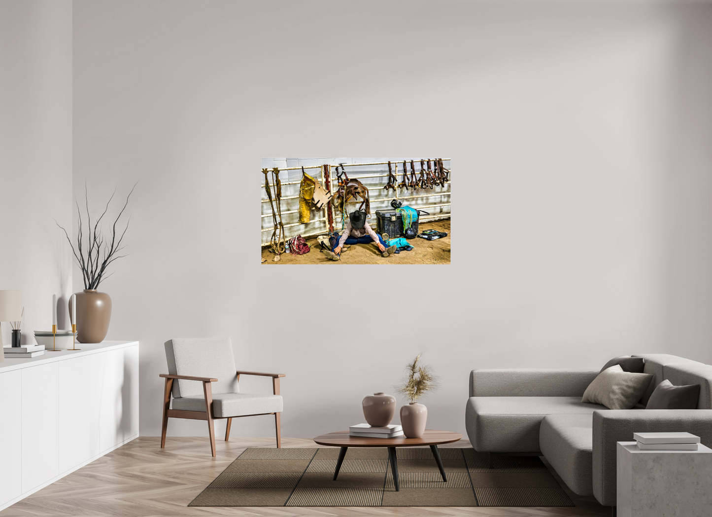 55 x 30.9″, Photo Print Under Acrylic Glass Bull Rider Metal Acrylic Glass