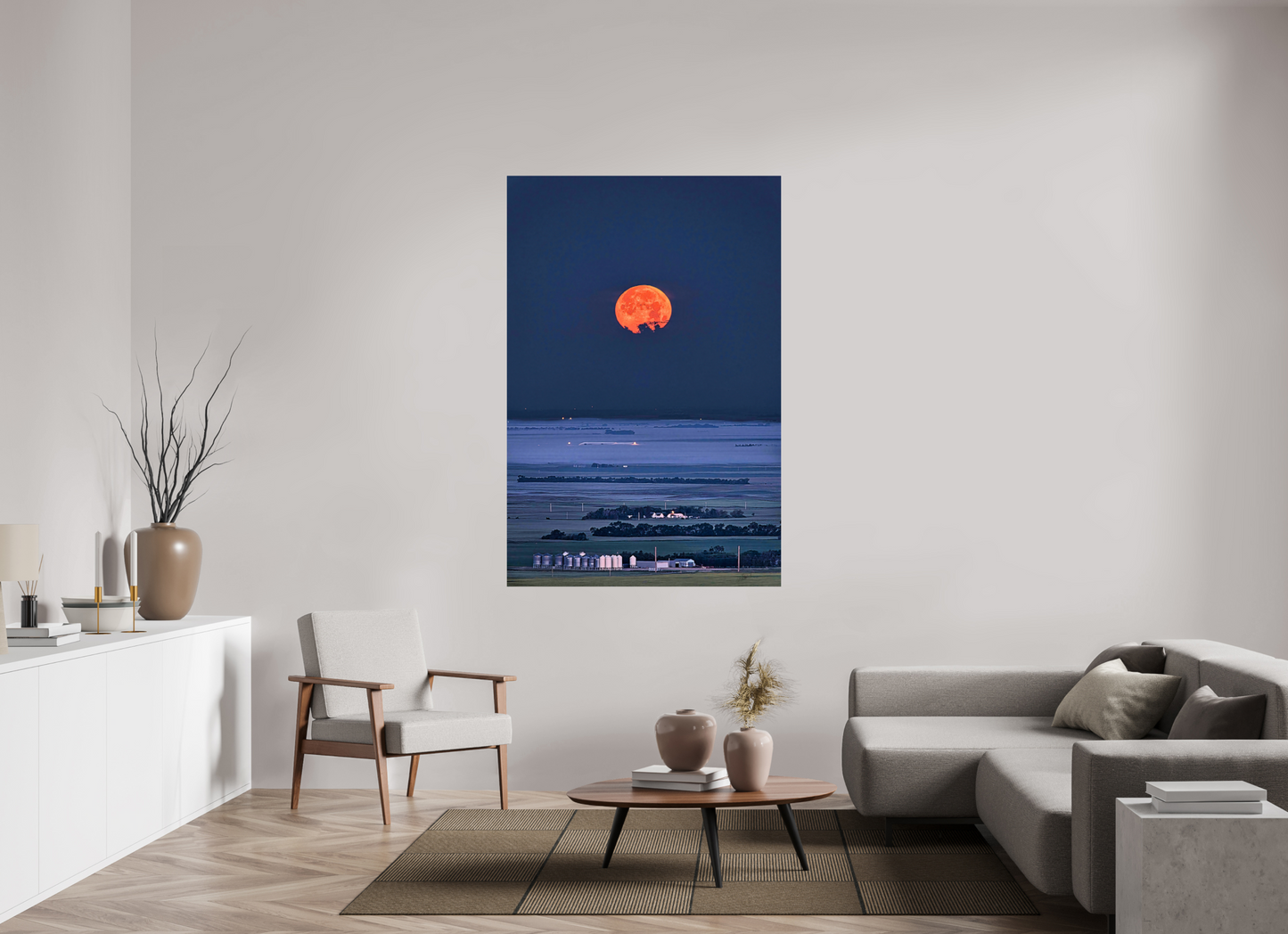 44 x 66″, Metal Prints Blood Moon over Prairie
