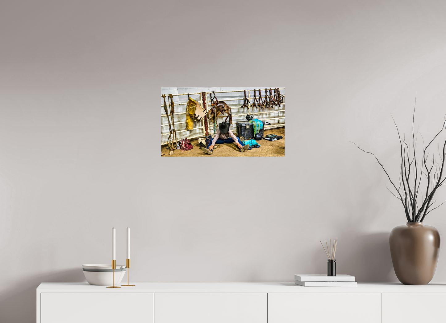 24 x 13.5″, Photo Print Under Acrylic Glass Bull Rider Metal Acrylic Glass
