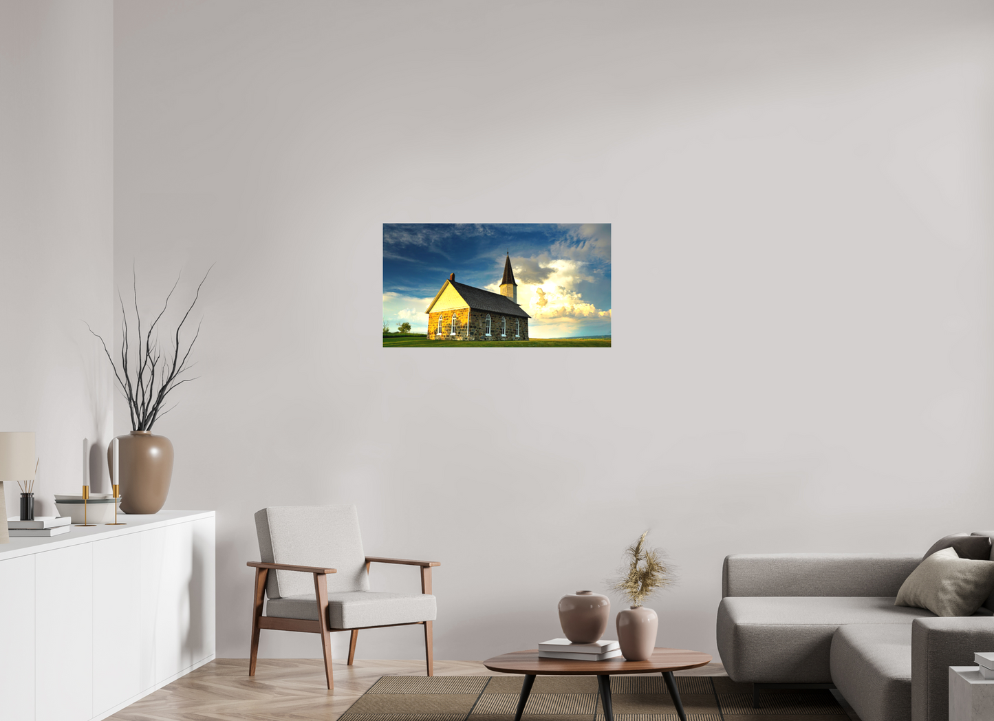 37.2 x 20″, Fine Textile Canvas Old Stone Church