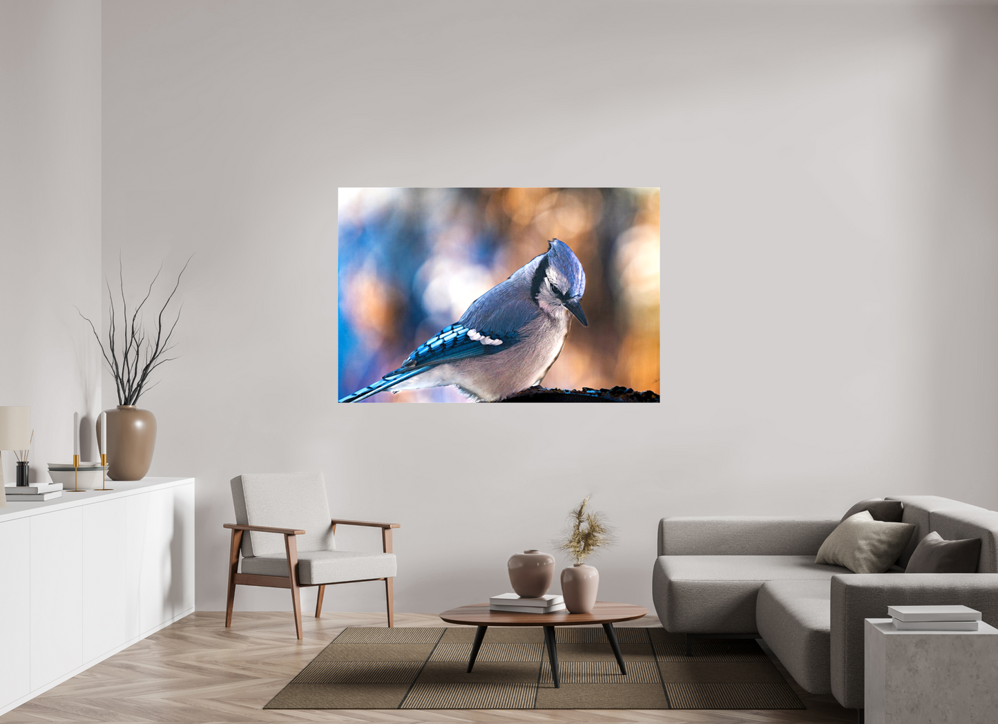 66 x 44″, Stretched Canvas Blue Jay