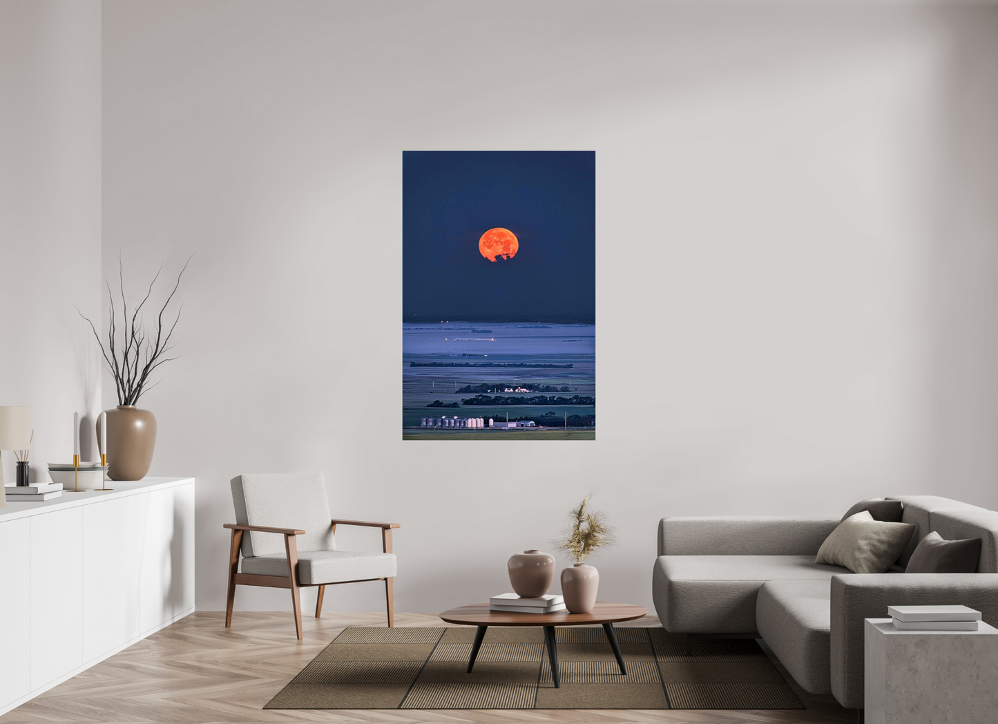 40 x 60″, Metal Prints Blood Moon over Prairie
