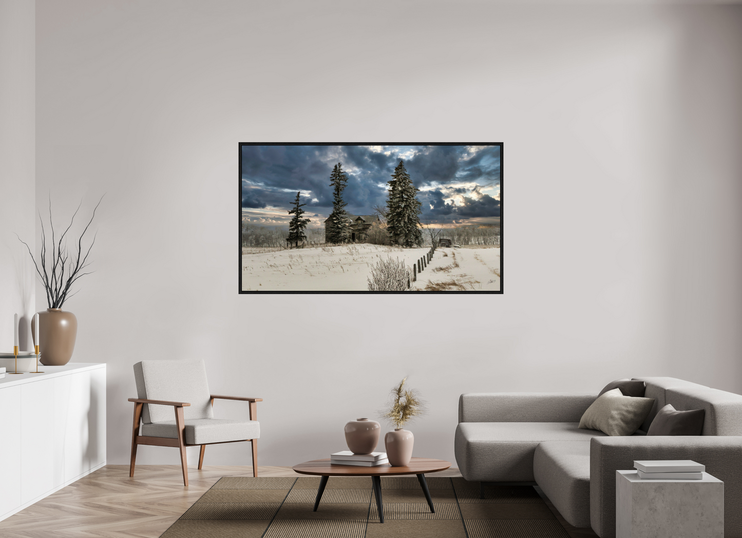 70 x 39.4″, Floater Frame Storm Clouds of Winter