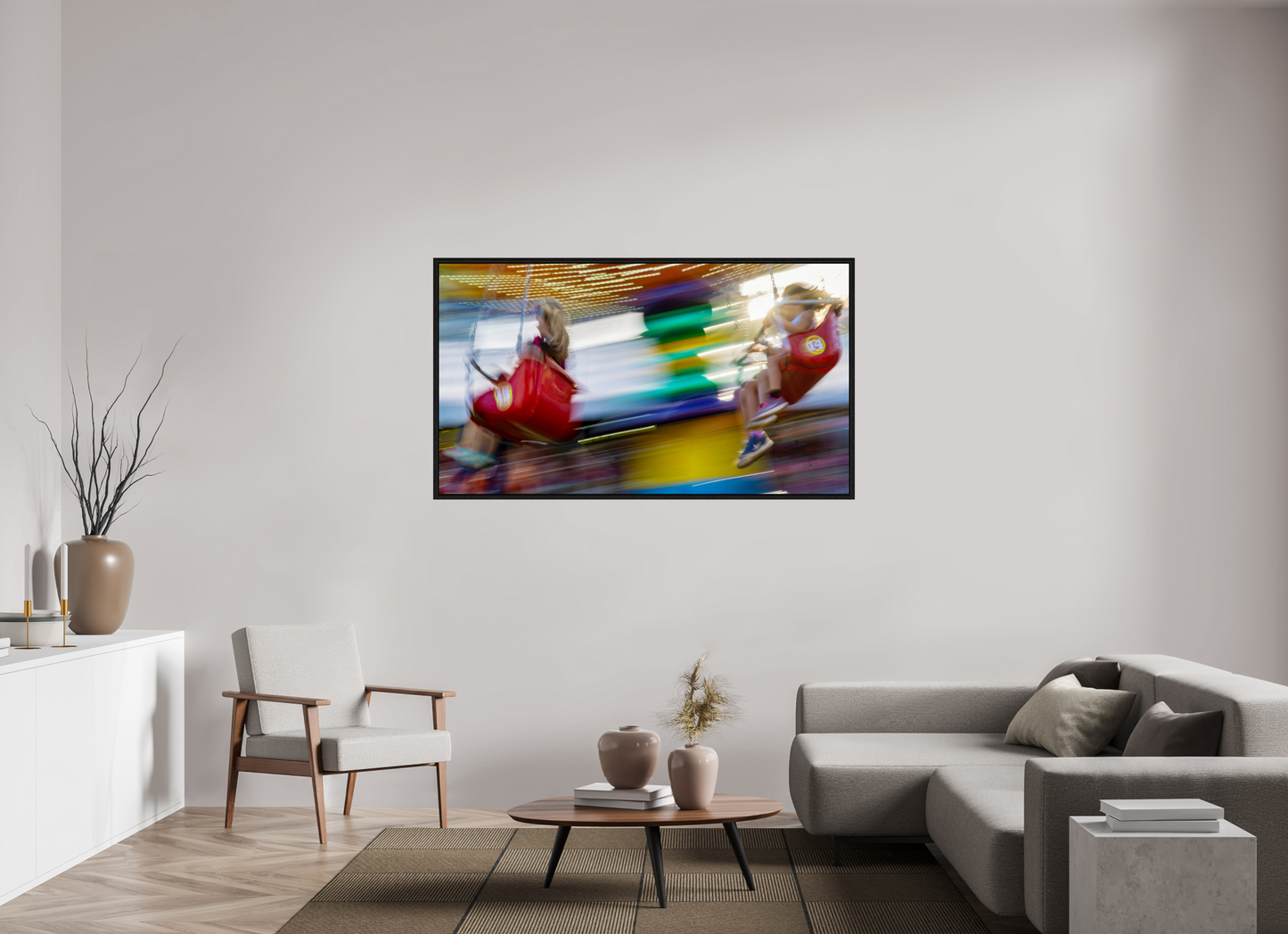 64 x 36″, Floater Frame Carnival Joy