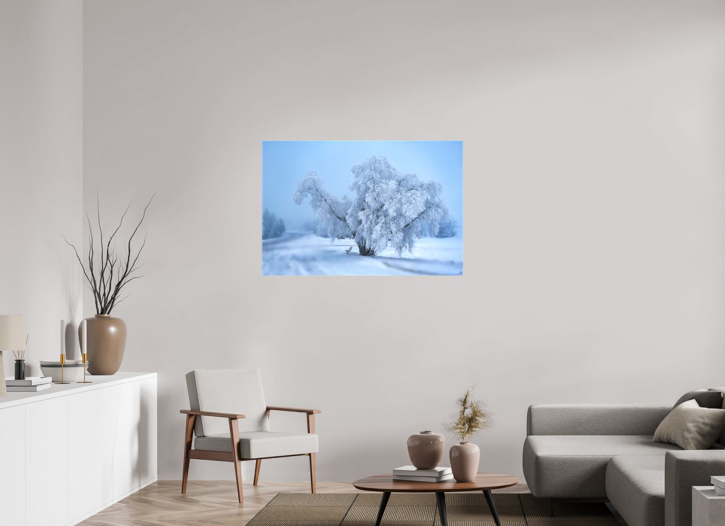 45 x 30″, Fine Textile Canvas An Oak in Frost