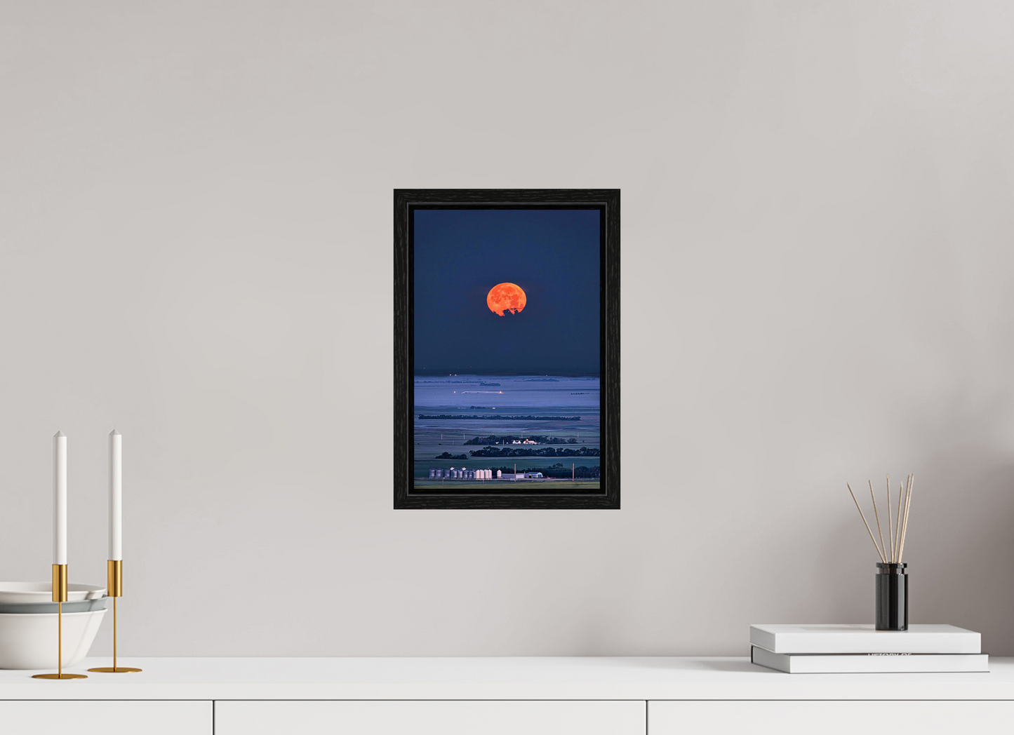 8 x 12″, Floater Frame Blood Moon over Prairie