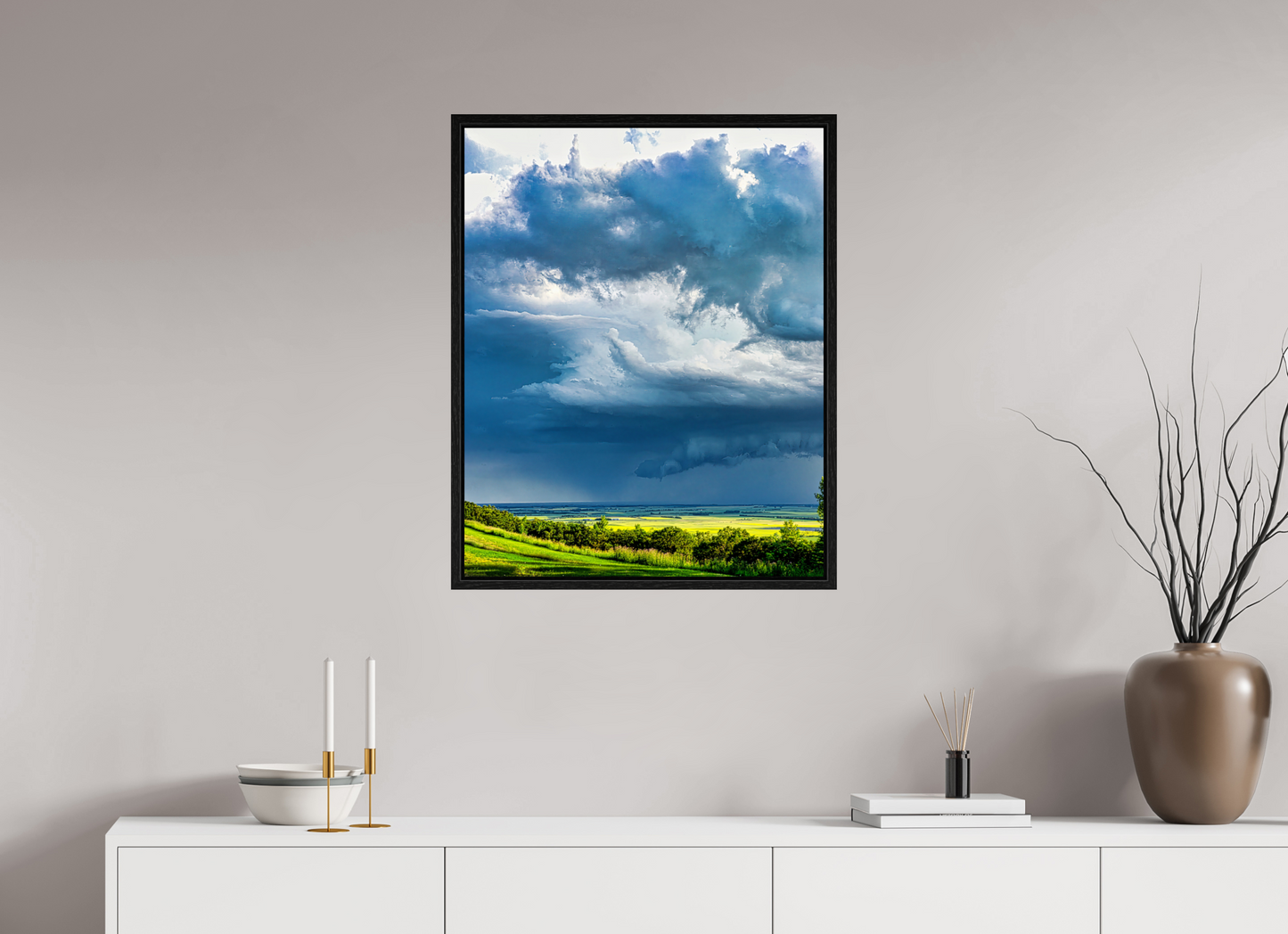 24 x 30″, Floater Frame Prairie Rains