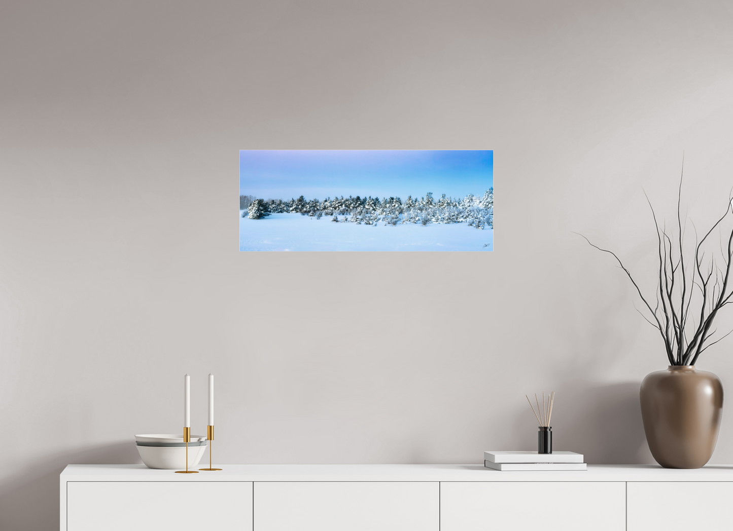 30 x 12″, Photo Print Under Acrylic Glass winters wonderland pastel on Acrylic Glass
