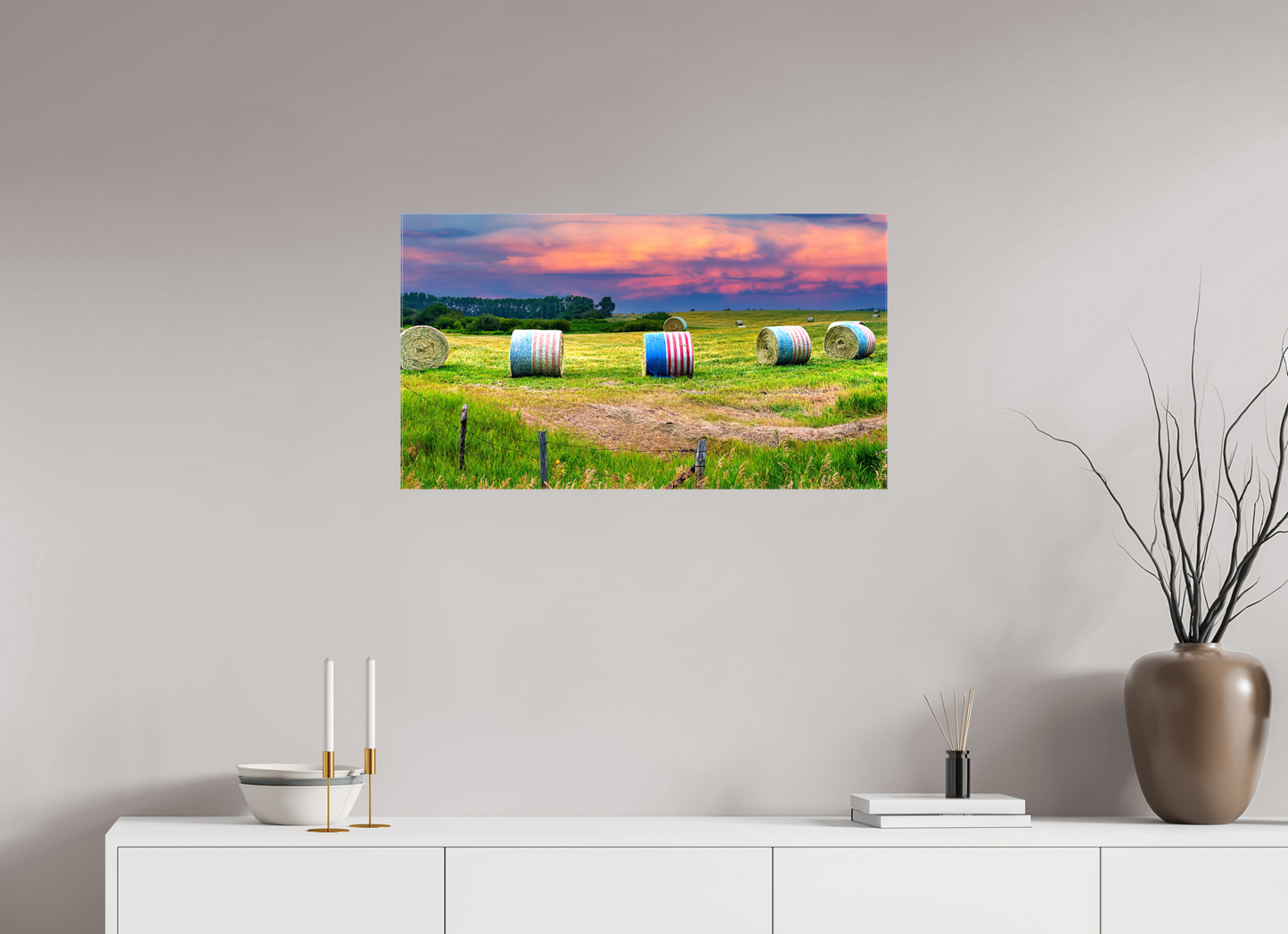 32 x 18″, Stretched Canvas God Bless America Metal Acrylic Glass