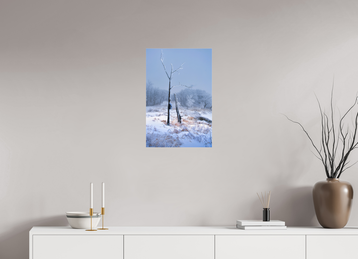 16 x 24″, Photo Print Under Acrylic Glass Birds Nest in Winter 2 - Metal Acrylic Glass