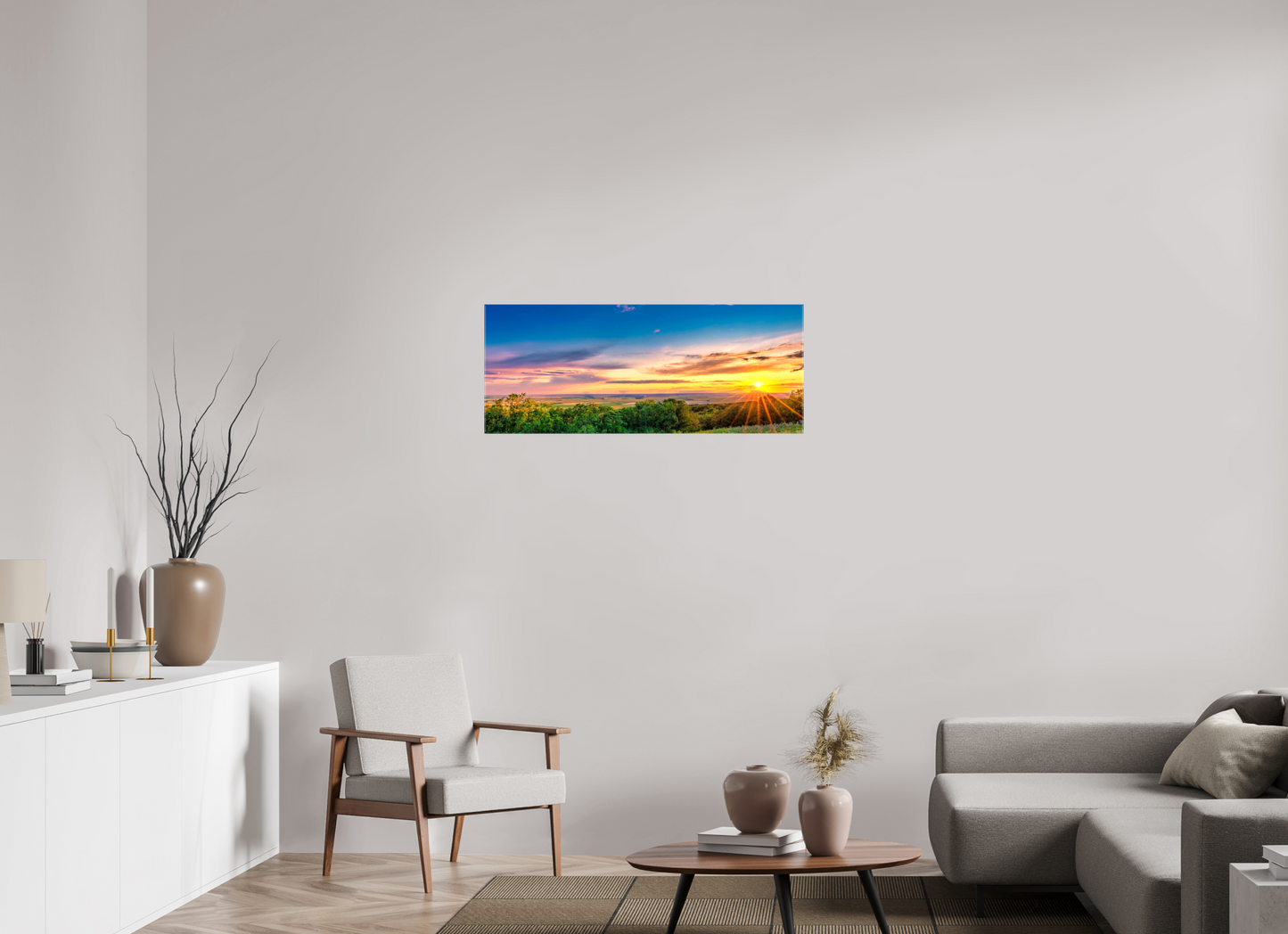 40 x 16″, Stretched Canvas Setting Prairie Sun
