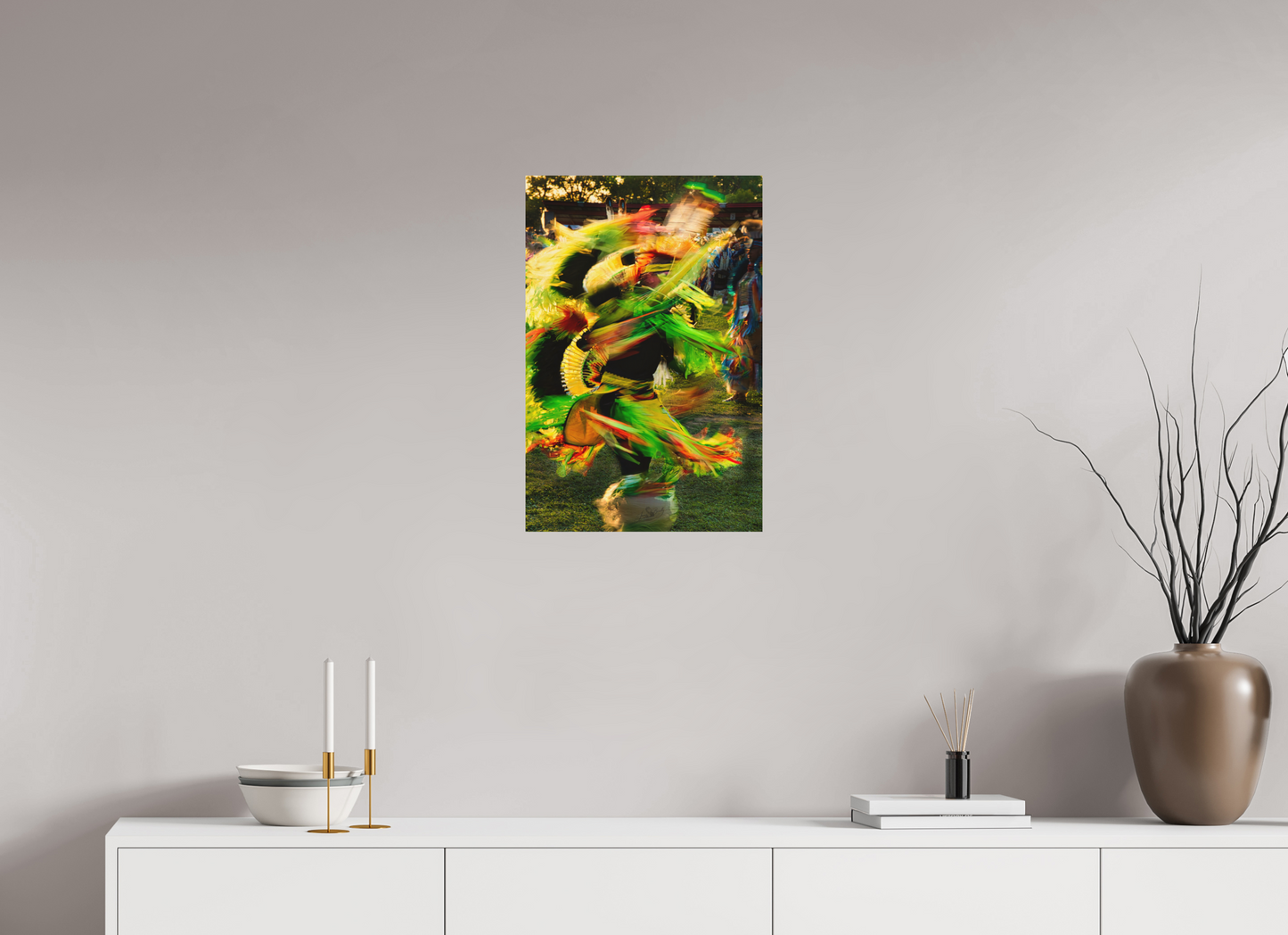 16 x 24″, Wood Print Powwow dance in motion 1