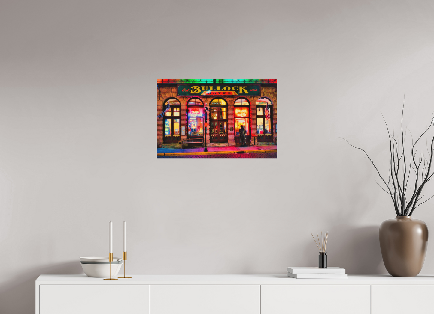 24 x 16″, Wood Print Deadwood at Night 1