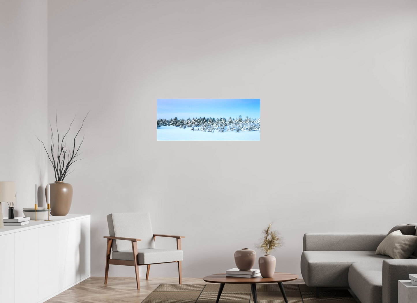40 x 16″, Stretched Canvas winters wonderland pastel