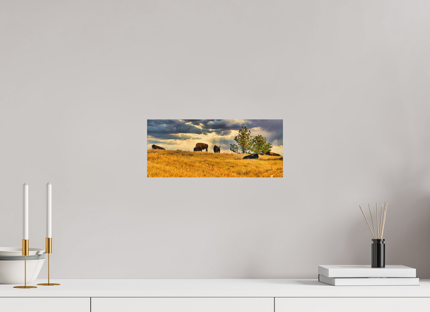 14 x 6″, Wood Print Buffalo of Custer