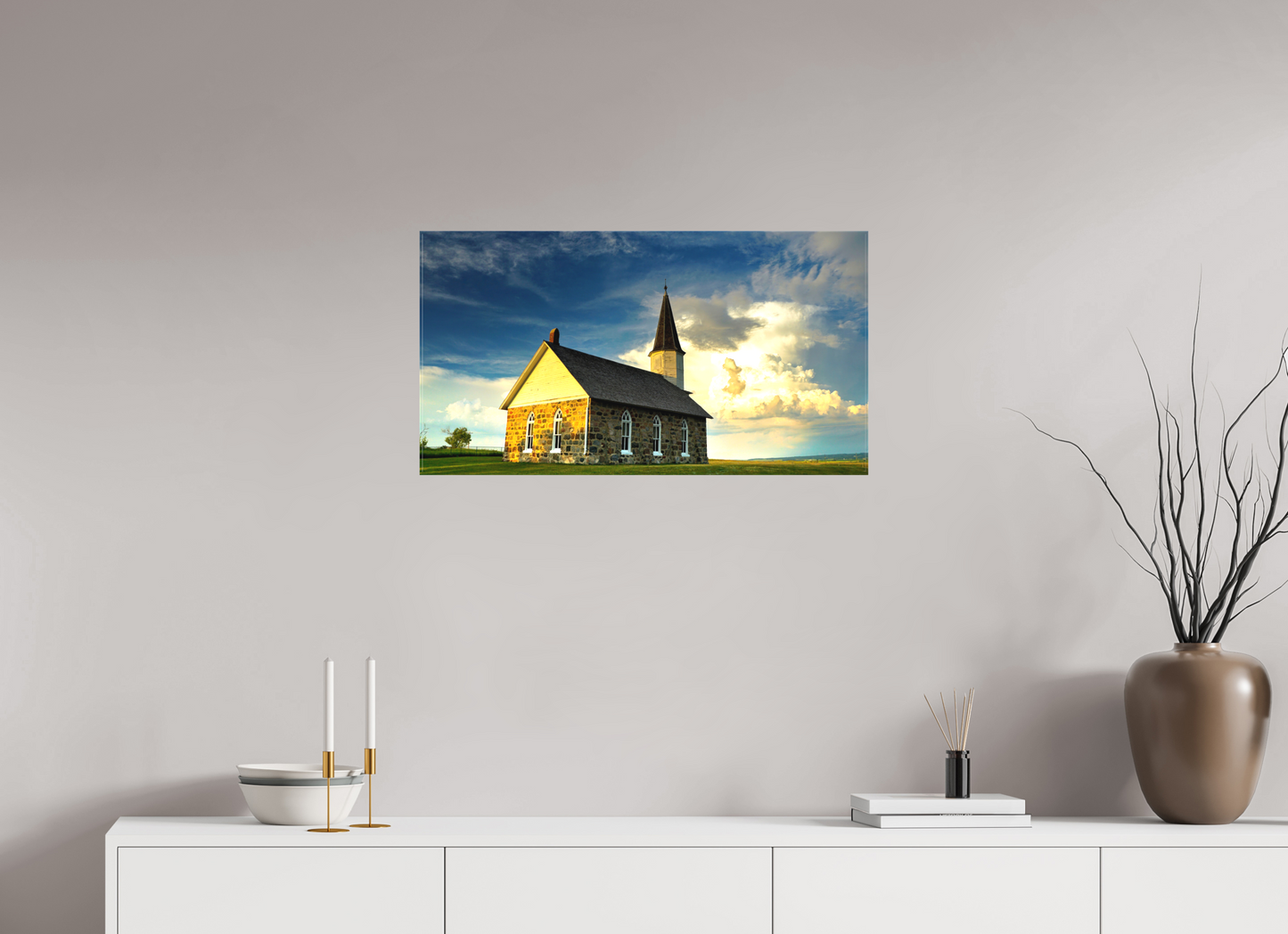29.8 x 16″, Fine Textile Canvas Old Stone Church