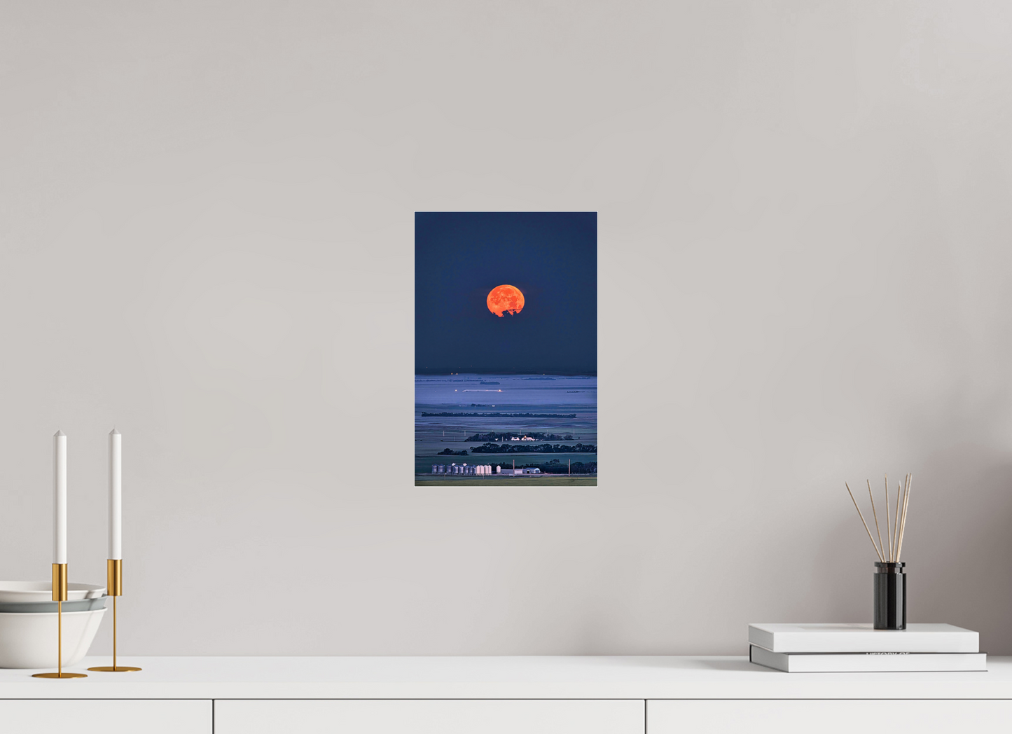 8 x 12″, Acrylic Glass. .16 thick Blood Moon over Prairie