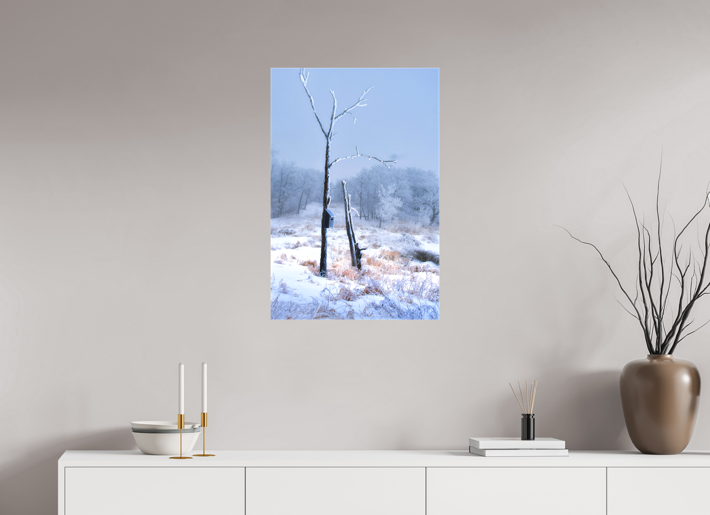 20 x 30″, Stretched Canvas Birds Nest in Winter 2